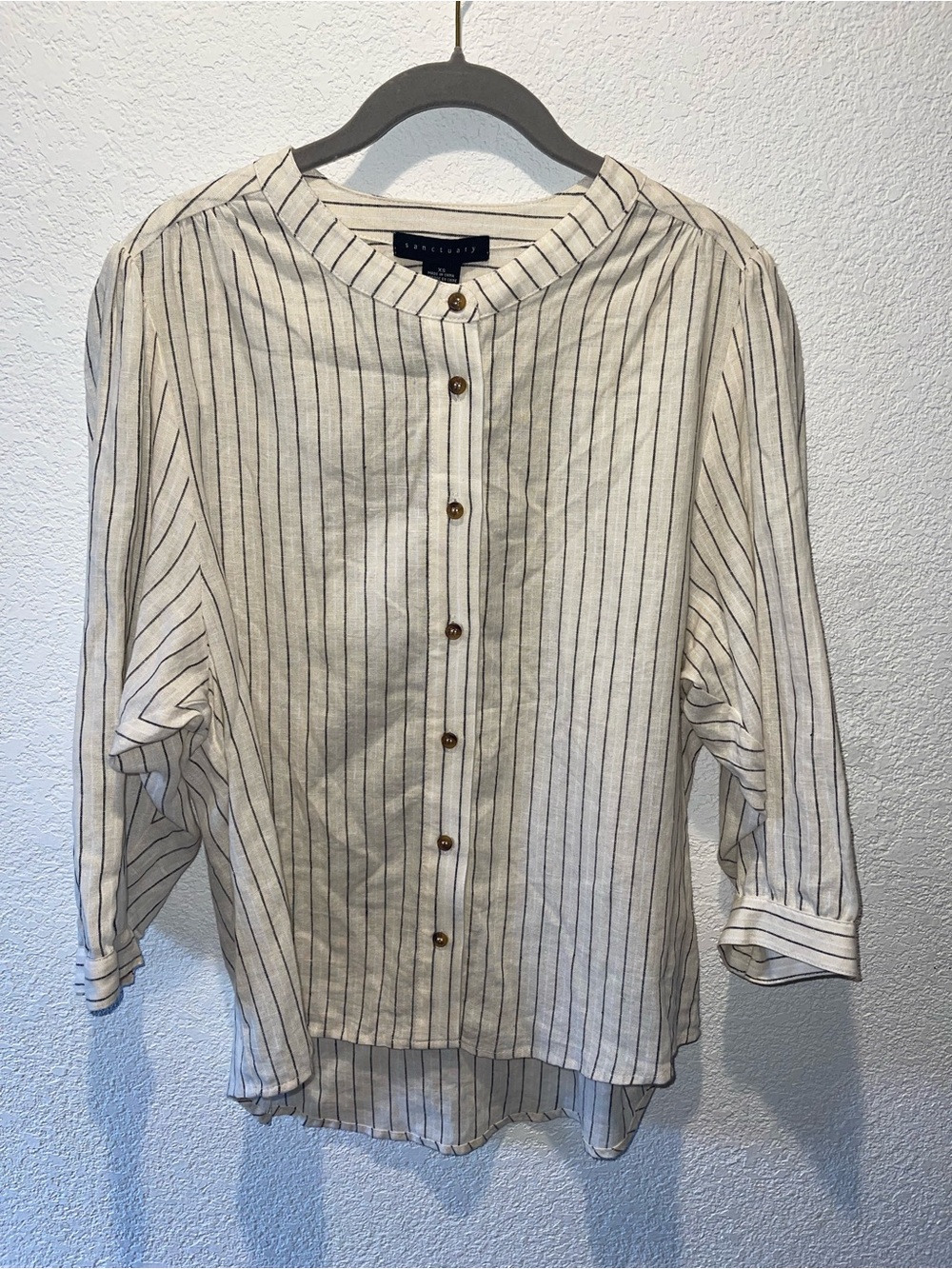 Sanctuary ‘The Femme’ Striped Button-Front Linen Top, color: Birch pinstripe - Picture 4 of 9